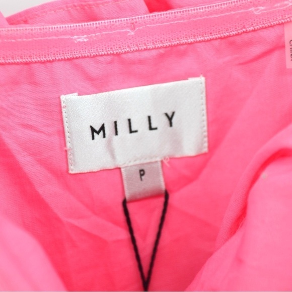 NEW Milly Nina Tiered Colorblock Mini Dress Ruffle Poplin Pink Blue Women's S - Picture 10 of 13